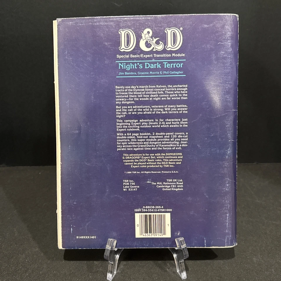 1986 Night's Dark Terror Dungeons & Dragons B10 9149 Original - No Punch Cards - Image 3 of 4