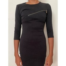 Alexander McQueen 3/4 Sleeve Black Fetishcore Dress w/ Zipper Detail Size XS