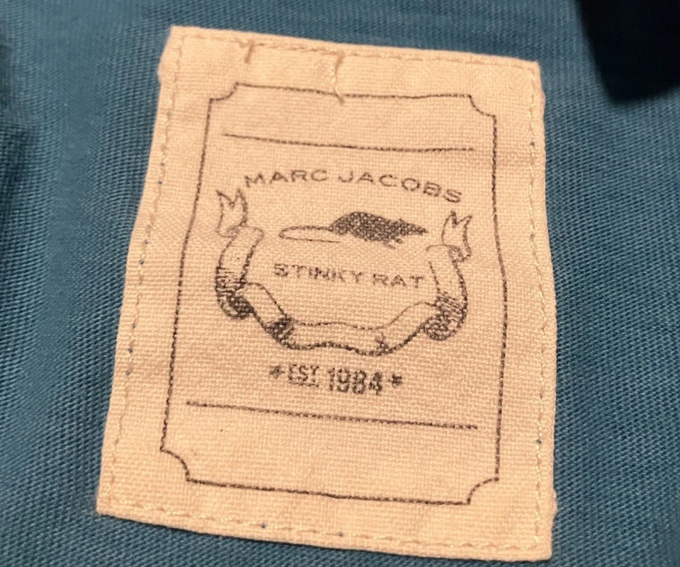 Marc Jacobs Stinky Rat Long Sleeve Henley Shirt Men’s Size Large Blue - Image 4 of 4