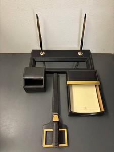 Mark Cross Leather Desk Set – 5-Piece