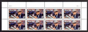 US Scott # 3150 GEORGE HALAS, Football Coach (1997) PB strip of 8 MNH 32¢ stamps