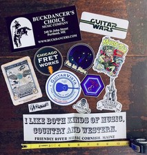 Lot of 12 ea Dozen Guitar Shop Stickers - Acoustic Electric Mandolin - Lot 1