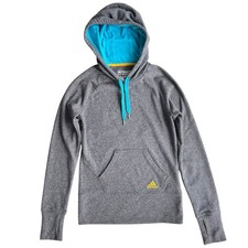 Adidas Women's XS Gray Teal Yellow ClimaWarm The Ultimate Hoodie Pullover W65553
