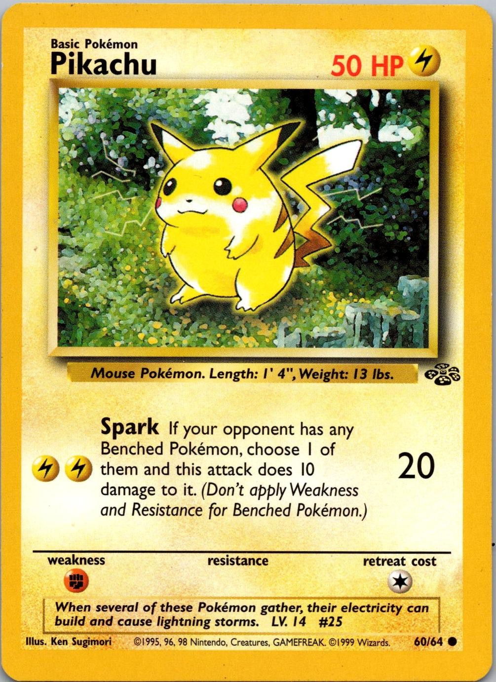 Pikachu 60/64 Common Jungle Pokemon Unlimited Near Mint