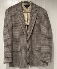 Vintage Tommy Hilfiger Tweed Tan Wool Blazer Jacket 42 L 2 Buttons Made in USA