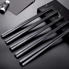 Chopsticks - 10 Pairs Reusable Fiberglass Alloy Chopstick Set, Dishwasher Safe (
