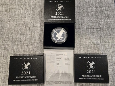 #ad 2021 ASE Uncirculated Type 2 One Troy Ounce Silver Uncirculated Coin W 21EGN $118.28