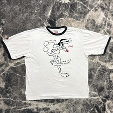 Vintage Lot 29 Looney Tunes Shirt Mens XXL Wile E Coyote Y2K 2000s White