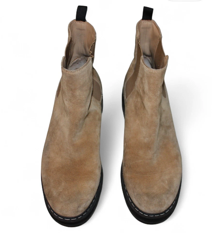 Bota de tornozelo Marc Fisher Ltd Pirro Chelsea Lugsol 9.5 couro camurça bege acastanhado - Imagem 2 de 4