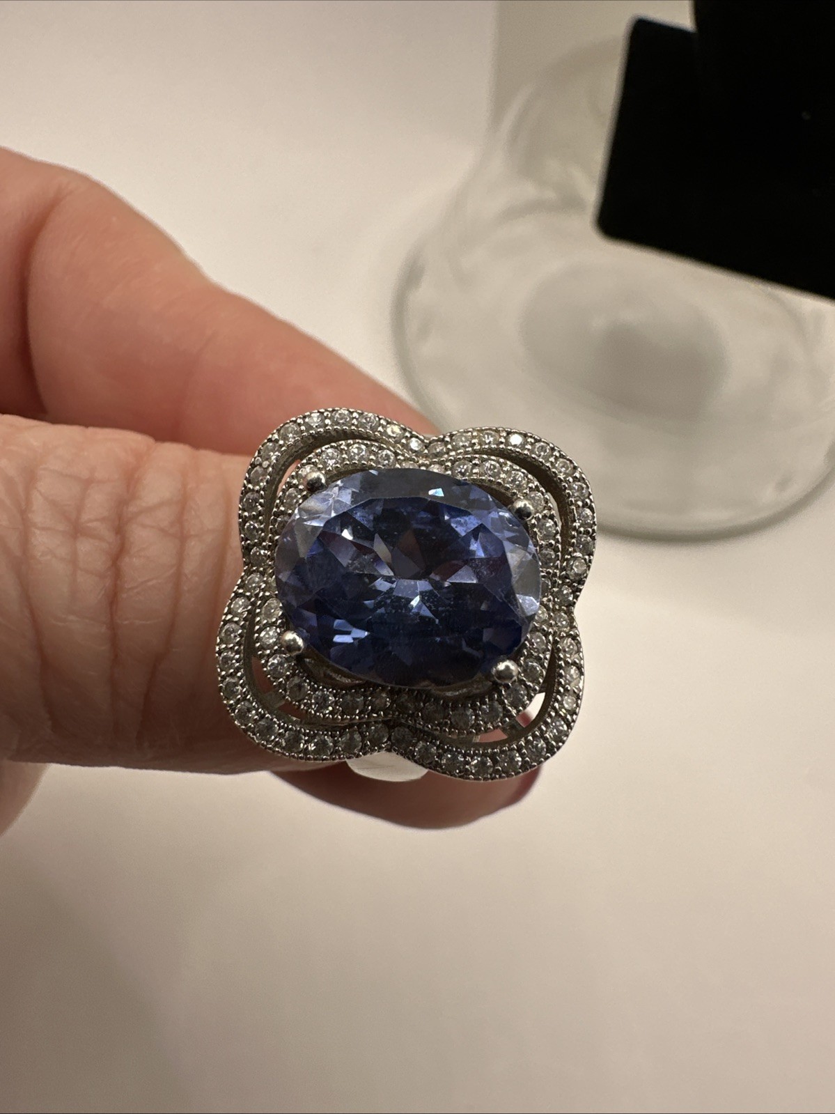 Statement Sterling Silver Cz Simulated Tanzanite … - image 4