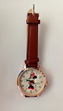 MINNIE MOUSE WATCH W/BROWN LEATHER BAND-BRAND NEW-NEXT DAY SHIPPING