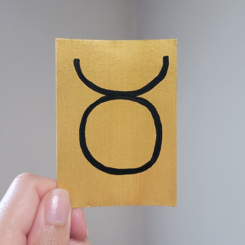 Original ACEO Art Handmade Zodiac Painting Taurus The Bull OOAK Gold And Black