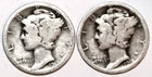 (2) Mercury Dimes - 1917S(Good) 1918S(Good) - #0958ED - FREE SHIPPING
