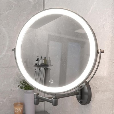 10-Inch Wall Mounted Makeup Mirror W/ Magnification Rechargeable 3000 mAh Vanity