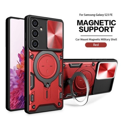 Reiko TPU PC Shockproof Magnetic Phone Case for Samsung Galaxy S23 Fe in Red
