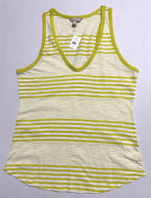 Banana Republic Tank Top Women s Size Small Lime Green Striped NWT
