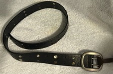 NWT FOSSIL Womens Black Leather Mixed Metsl Studs Belt Small