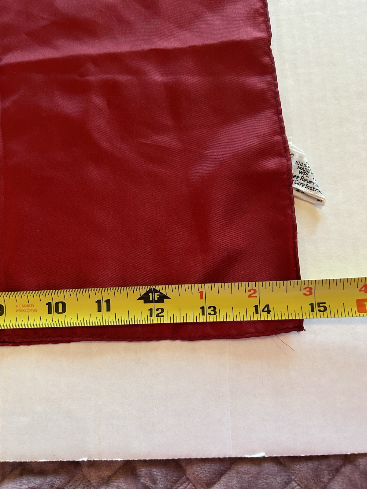 Vtg Sally Gee Solid Red Rectangle Scarf Hand Roll… - image 6