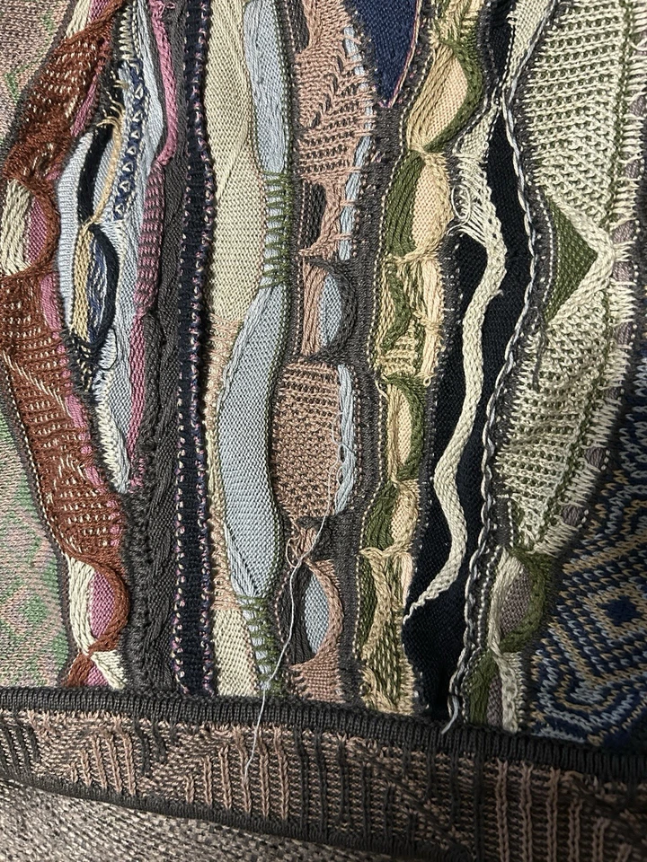 Coogi Sweater Mens XL Light Multicolor 3D Knit Cotton Vintage 90s Australia - Image 4 of 4