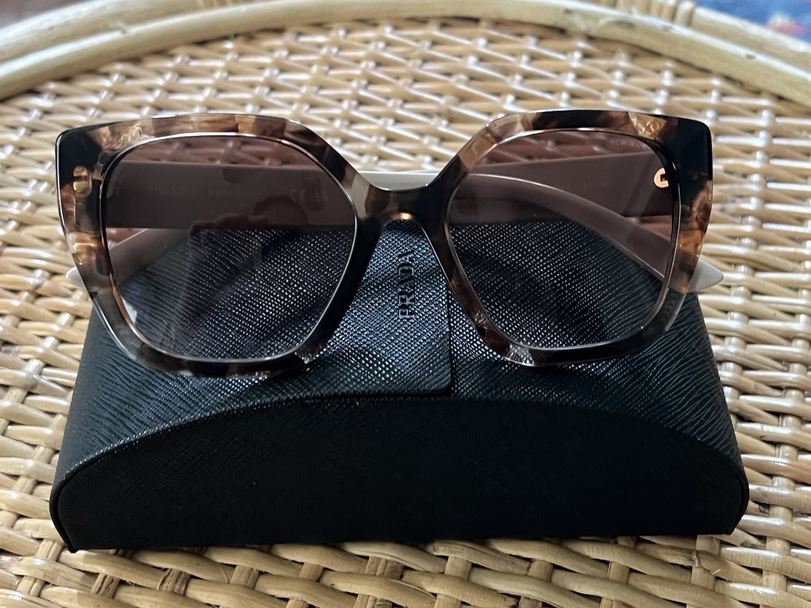 Prada SPR24X 07R-0A6 Tortoise Nude Butterfly Sunglasses with Brown Gradient Lenses
