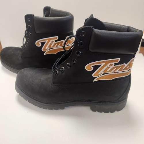 TIMBERLAND MENS 52099 Heel Stitched Emblem Leather Boots 8" Black Nubuck Sz 11 - 第 5/6 張圖片