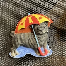 Rain Boots Walk Umbrella PUG Willabee & Ward 3D Fridge Magnet W&W MBI Dog CUTE