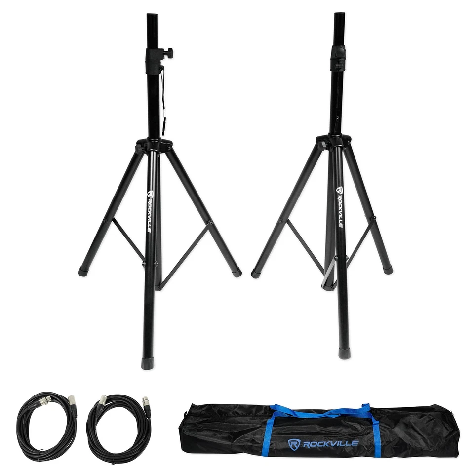 DJ Package w/(2) Rockville DX12 500w RMS PA Speakers+Facade+Stands+Cables+Bag - Image 3 of 4