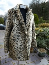 Ladies Faux Fur 3/4 Leopard Skin Patterned Coat