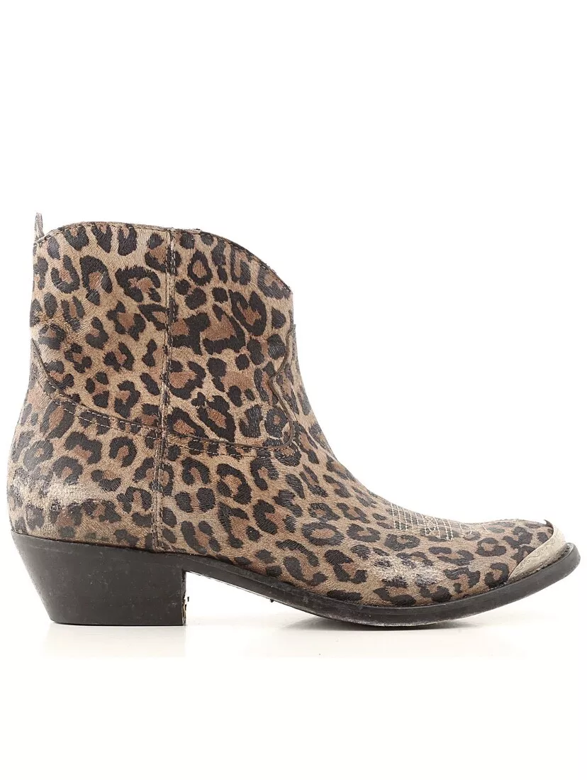 950 Golden Goose Young Leopard Print Ankle Boots 37 Fit 36