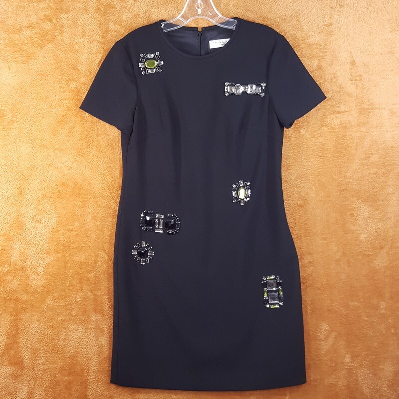 TRINA TURK Dress Womens Size Black Sheath Embellished Zip Back