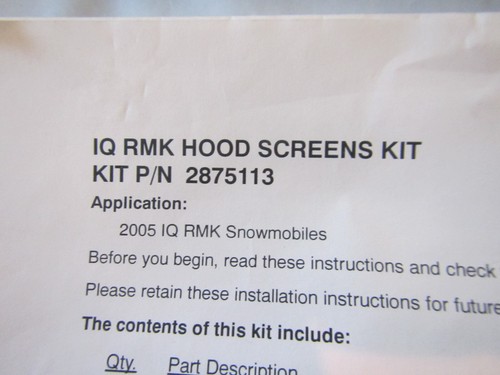 New Polaris Hood Screen Kit Gray 2875113-453 - Picture 2 of 2