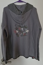 Almgwand Latschenalm Strickjacke  Jacke Gr 44 grau anthrazit mit Blumendruck