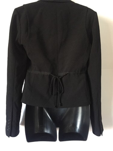 WOMEN'S BLAZER BCBG MAX AZRIA BLACK DOUBLE BUTTON LONG SLEEVE NO POCKETS - Picture 4 of 11