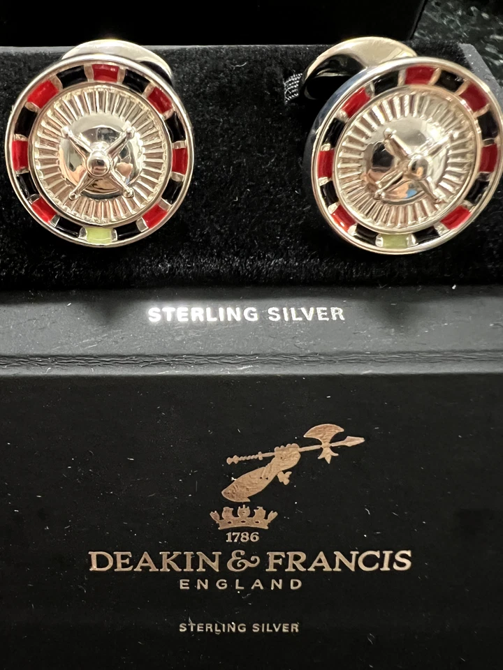 DEAKIN & FRANCIS .925 Sterling Silver Cufflinks Roulette Wheel (RARE) - Image 2 of 3