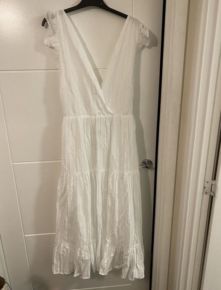 Zara bnwt white panelled cross back midi dress size M 10 RRP
