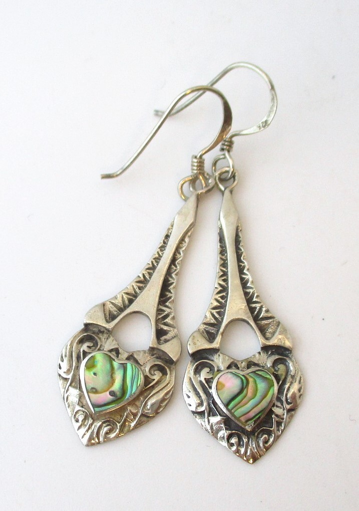 Beautiful Sterling Dangle Drop Shell Earrings    … - image 3