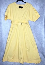 Korean Fashion Summer Dress Yellow Full Length Short Sleeve Mixed Fabric Blend