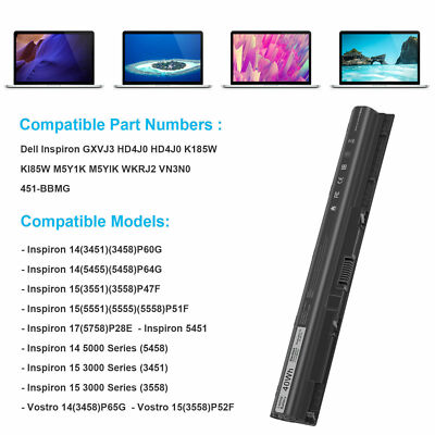 New Replacement Laptop Battery For Dell Inspiron 3451, 5558, 5758 & More (M5Y1K, 40Wh, 14.8V)