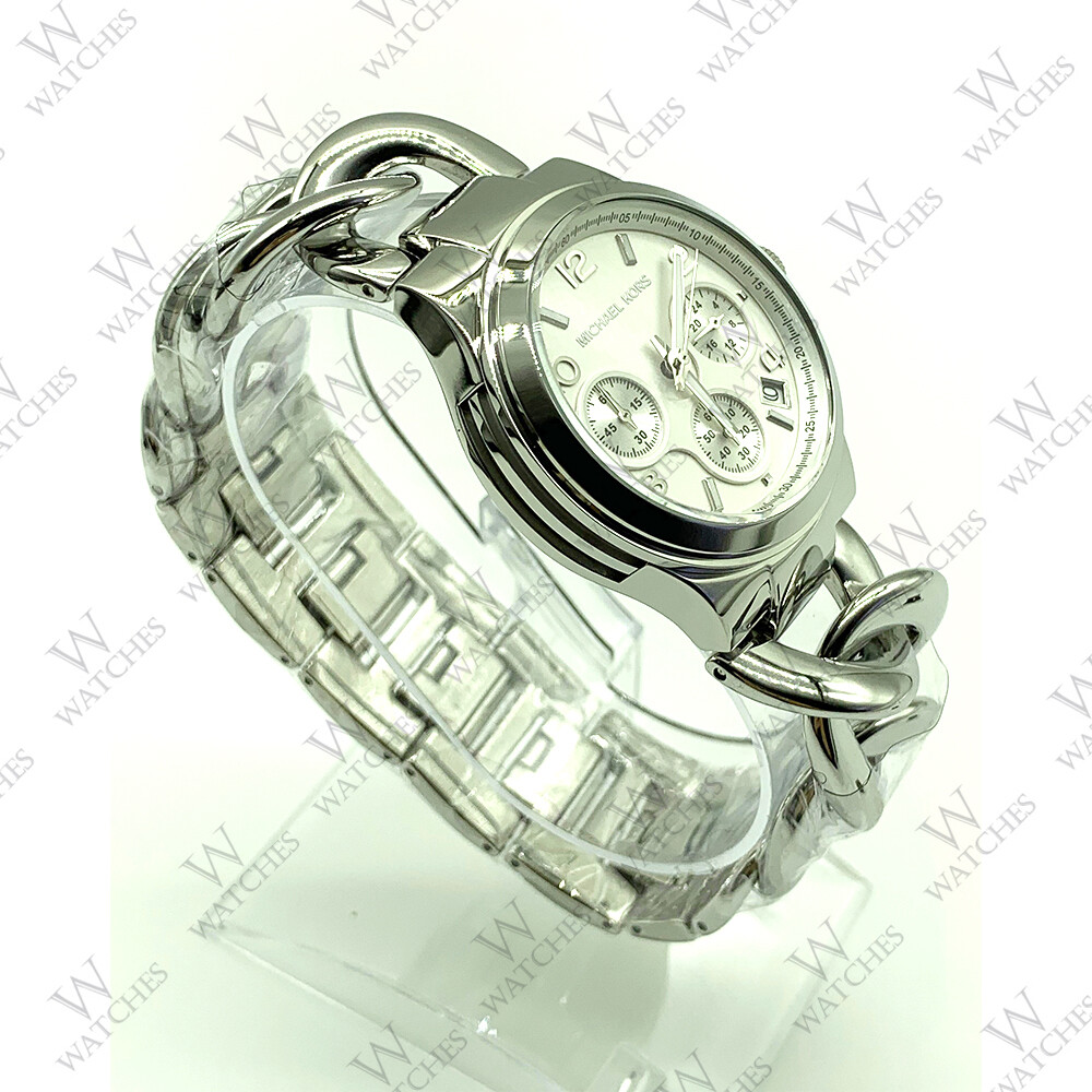 New Michael Kors MK3149 Women's Runway Twist Silver Stainless