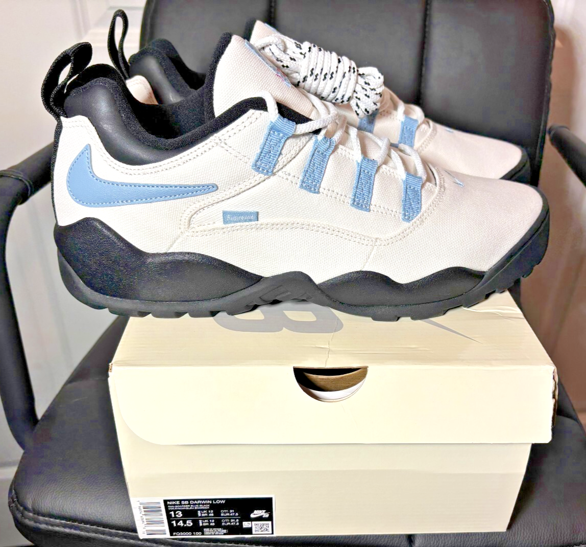 Supreme Nike SB Darwin Low White Sail Boarder Blue Black (Men's