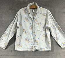 Vintage Tweety Bird Looney Tunes Blue Flannel Sleepwear Pajama Top Button Sz S