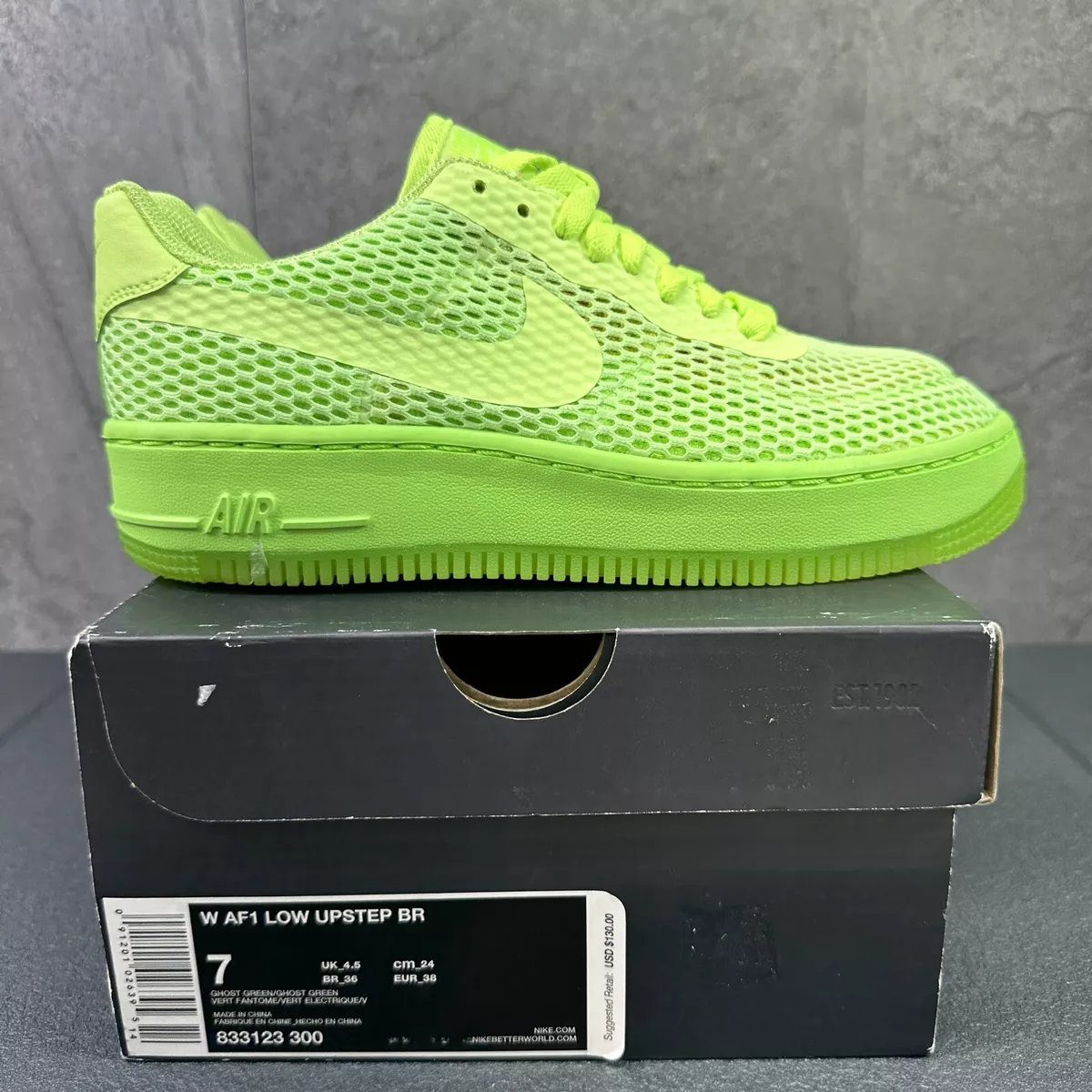 Nike Air Force 1 Low Upstep BR Ghost Green Size 7 Womens Sneakers