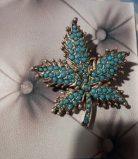 FOGLIA SPILLA VINTAGE 1950-1960 IN METALLO DORATO CON TURCHESI BIGIOTTERIA