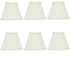 Set of Six White Linen 5 Inch Empire Clip On Chandelier Lampshades