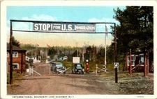 Postcard View of International Border U.S. Highway No. 1 Fort Kent Maine   15200