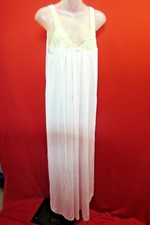 MISS ELAINE Vintage Pink Satin Negligee Nightgown Med Floral Net Shoulder straps