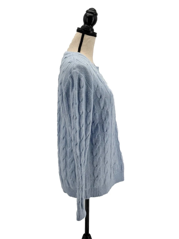 Suéter Sutton Studio para mujer tejido con cable azul XL mezcla de lana Bloomingdales clásico Foto 2 de 4