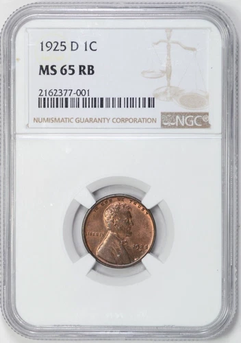 1925-D LINCOLN WHEAT CENT NGC MS65 RB GEM BU NICE COIN
