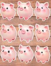 Cute Round Piggy Vinyl Die Cut Stickers Set Scrapbooking Laptop Waterbottle