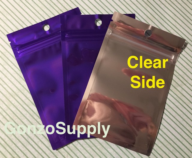 3x5" 450PC Clear Front Purple ZipLock Mylar BagsStorage Merchandise